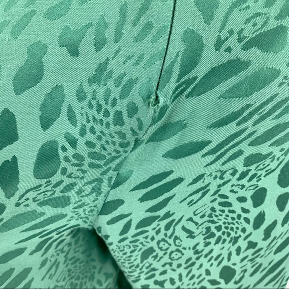 TOPSHOP Tie Neck Jacquard Crop Green Jumpsuit - Picture 9 of 16